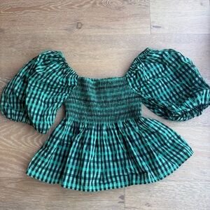 Baum und Pferdgarten check smocked top